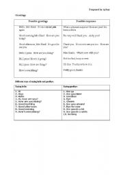 English worksheet: greetings