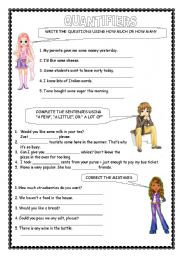 English Worksheet: QUANTIFIERS