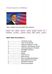 English Worksheet: From Bush to Obama 