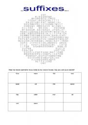 English Worksheet: Suffixes