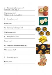 English worksheet: Food and colours