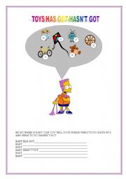 English Worksheet: Toys/has got_hasnt got