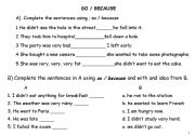 English worksheet: SO & BECAUSE