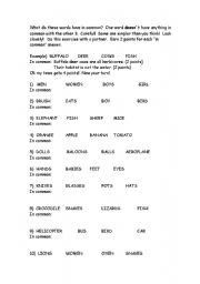English Worksheet: Words in common