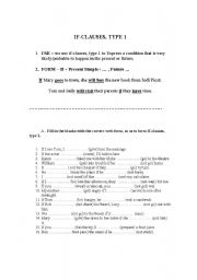 English Worksheet: if-clauses,type 1