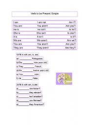 English Worksheet: Verb to be