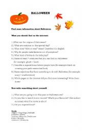English worksheet: Halloween- find out more on the internet