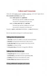 English Worksheet: transition word, linker and connector