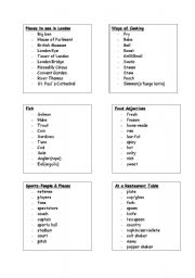 English Worksheet: vocabulary game