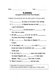 English Worksheet: A journey - past simple