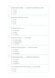 English worksheet: Grammar Test 