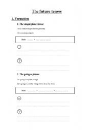 English worksheet: grammar sheet the future tenses