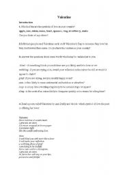 English Worksheet: Valentines Day