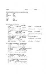 English worksheet: adjectives comparison