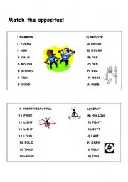 English Worksheet: Adjectives - match the opposites