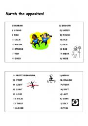 English worksheet: Adjectives - match the opposites