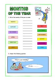 English Worksheet: Months of the year