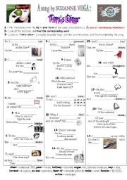 English Worksheet: TOMS DINER - Suzanne Vega