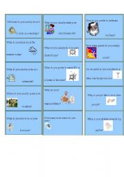 English Worksheet: Conversation cards 1/2