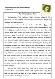 The story of Anne Frank (Reading Comprehension)