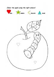 English Worksheet: Colour the apples