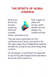 English Worksheet: the effects of global warming