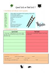 English Worksheet: First Conditional SUPERSTITIONS