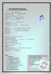 English Worksheet: My Immortal by Evanescence