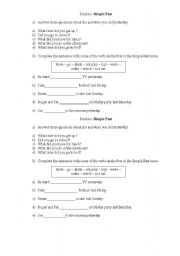 English Worksheet: Simple past practice