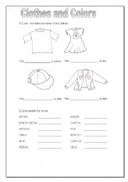 English Worksheet: Clothes and colors