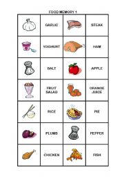 English Worksheet: Food memory
