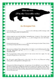 ADJECTIVES: Min Na Wee : An Aboriginal tale of why the crocodile rolls (5 pages)