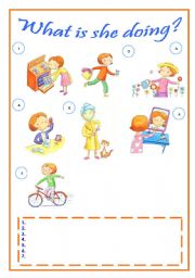 English Worksheet: Busy woman: what is she doing?
