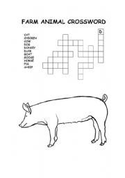 English worksheet: Farm animals crossword