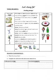 English Worksheet: Lets keep fit