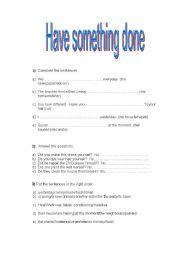 English Worksheet: Have something done