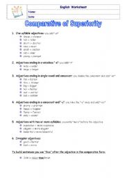 English Worksheet: Comparative of Superiority and Equality and the Superlative