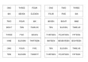 English Worksheet: NUMBERS BINGO (FROM 1 TO TWENTY) NAME