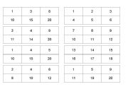 English worksheet: BINGO NUMBERS (FROM 1 TO 20) NUMBERS