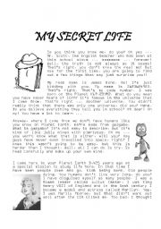 English Worksheet: My Secret Life