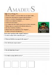 Amadeus Film worksheet