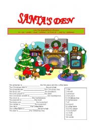 English Worksheet: SANTAS DEN