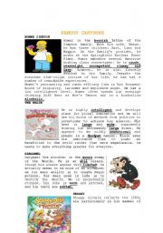 English Worksheet: FAMOUS CARTOONS READING