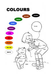 English Worksheet: Colours - Teddy Pu
