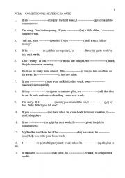 English Worksheet: TEST ON CONDITIONAL    IF