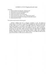 English worksheet: LISTENING activity targeting the past simple (biography)