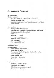 English Worksheet: Classroom English