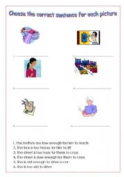 English Worksheet: Worksheet on Too  and Enough