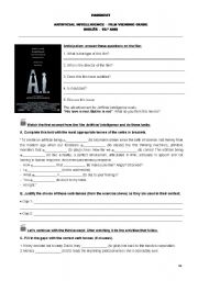 English Worksheet: Artificial Intelligence film viewing guide