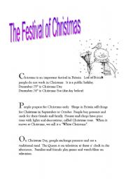 English worksheet: The Festival of Christmas
